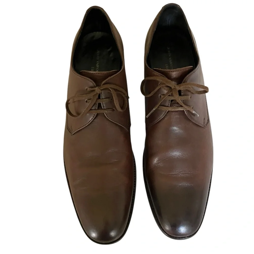 John Varvatos Luxe Oxford Brown Leather Plain Toe Dress Shoes Men’s Size 11 - Picture 4 of 16